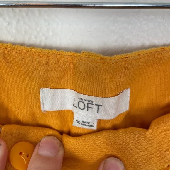 Loft Woman's Sz 00 The Riviera Short Yellow Gold Lace Mid Rise Shorts - Picture 5 of 8